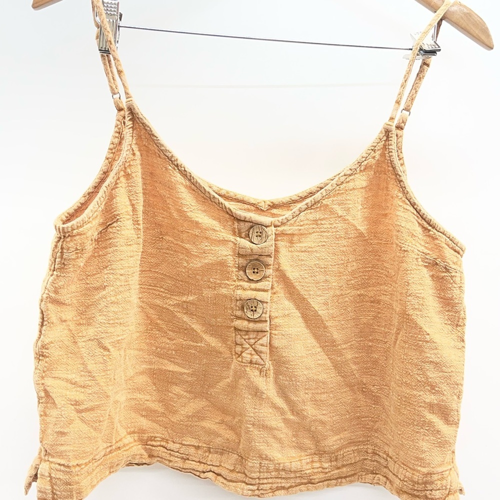 Rip Curl Tan Buttoned Crop Top